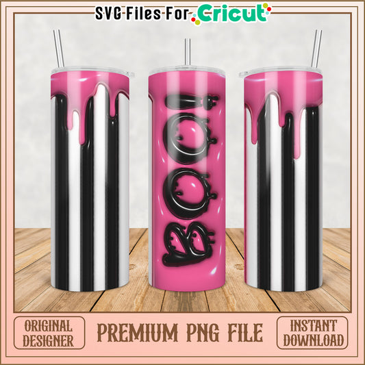 Boo! Pink Stripes Tumbler PNG