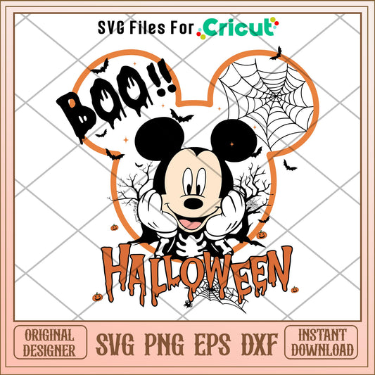 Boo black mickey  Skeleton Halloween svg, Disney characters svg, Digital Download