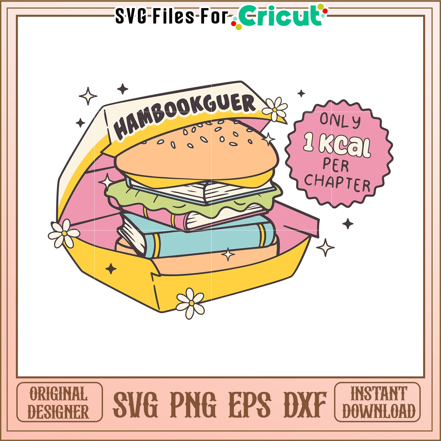 Book Lover Hamburger SVG PNG EPS DXF
