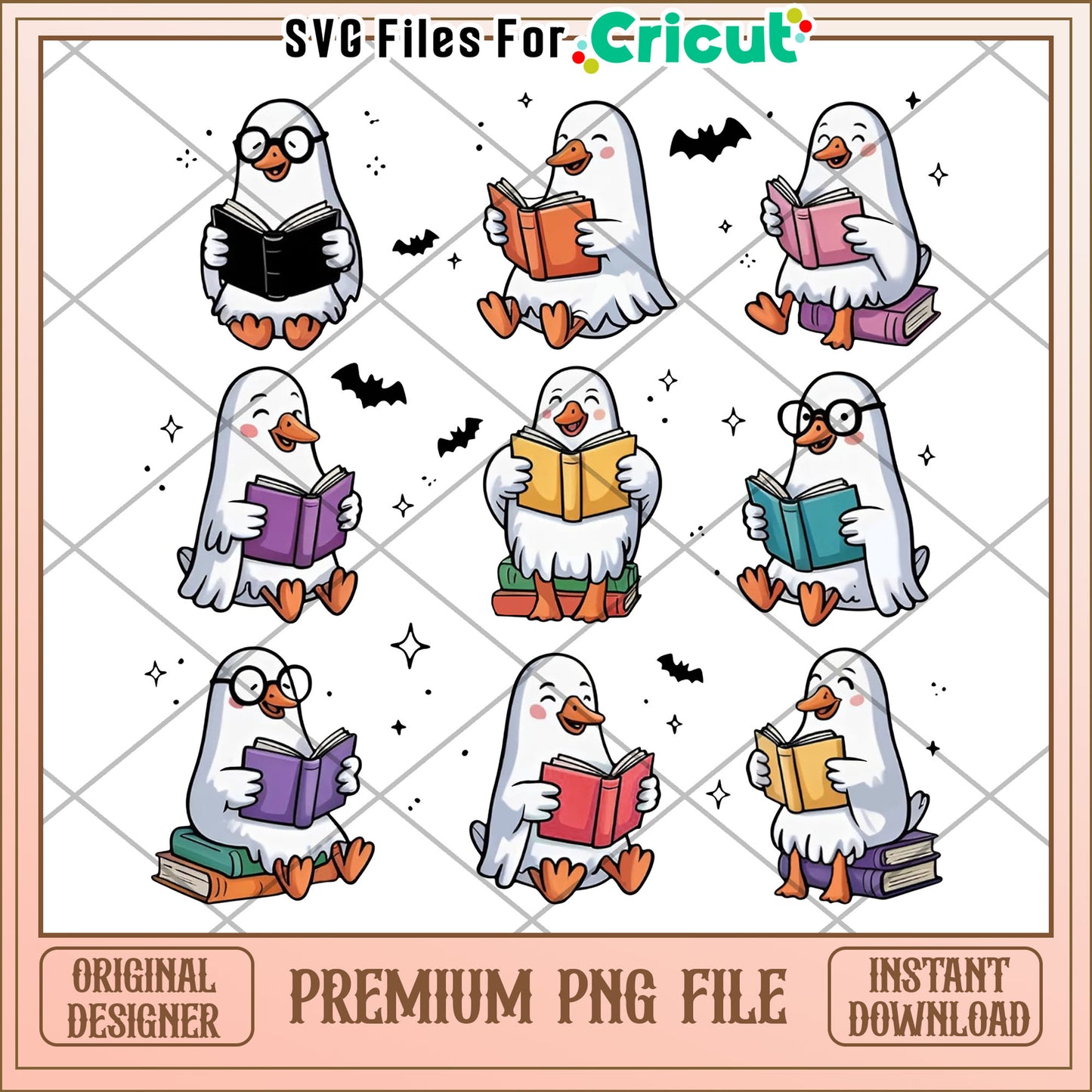 Bookgoose png, halloween design png, horror halloween png