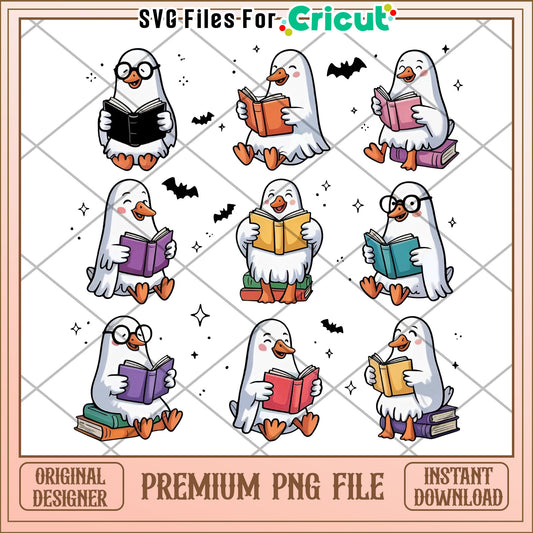 Bookgoose png, halloween design png, horror halloween png