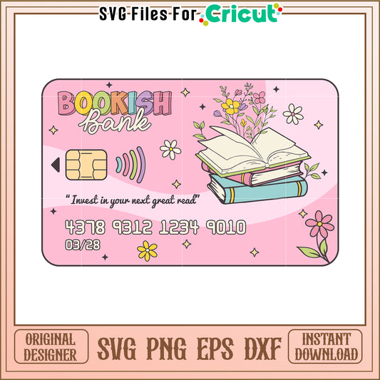 Bookish Bank Card SVG Cut File Instant Download