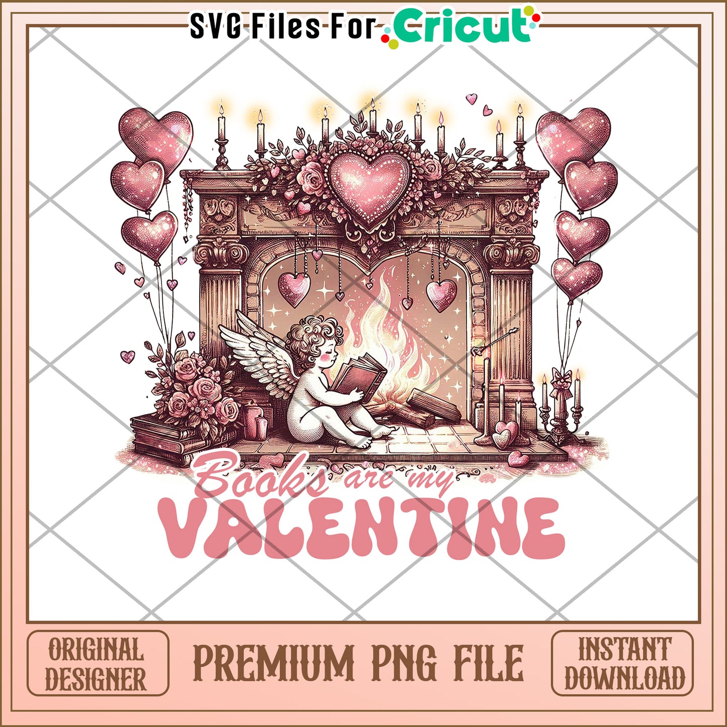 Books Are My Valentine PNG Design