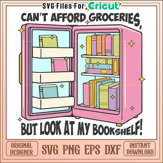 Bookshelf Fridge SVG Cut File Instant Download