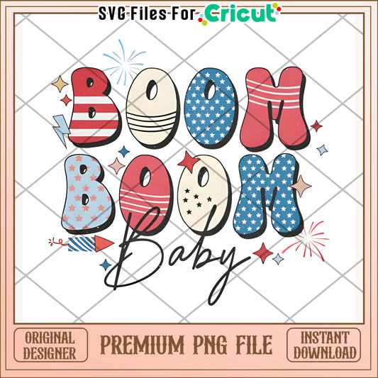 Boom boom baby  design png, catchy phrase png, bold slogan png