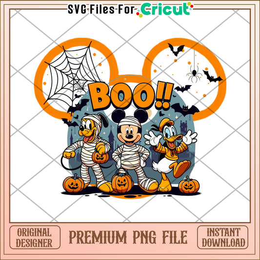 Boo mickey and friends png, spooky characters png, halloween candy​ png