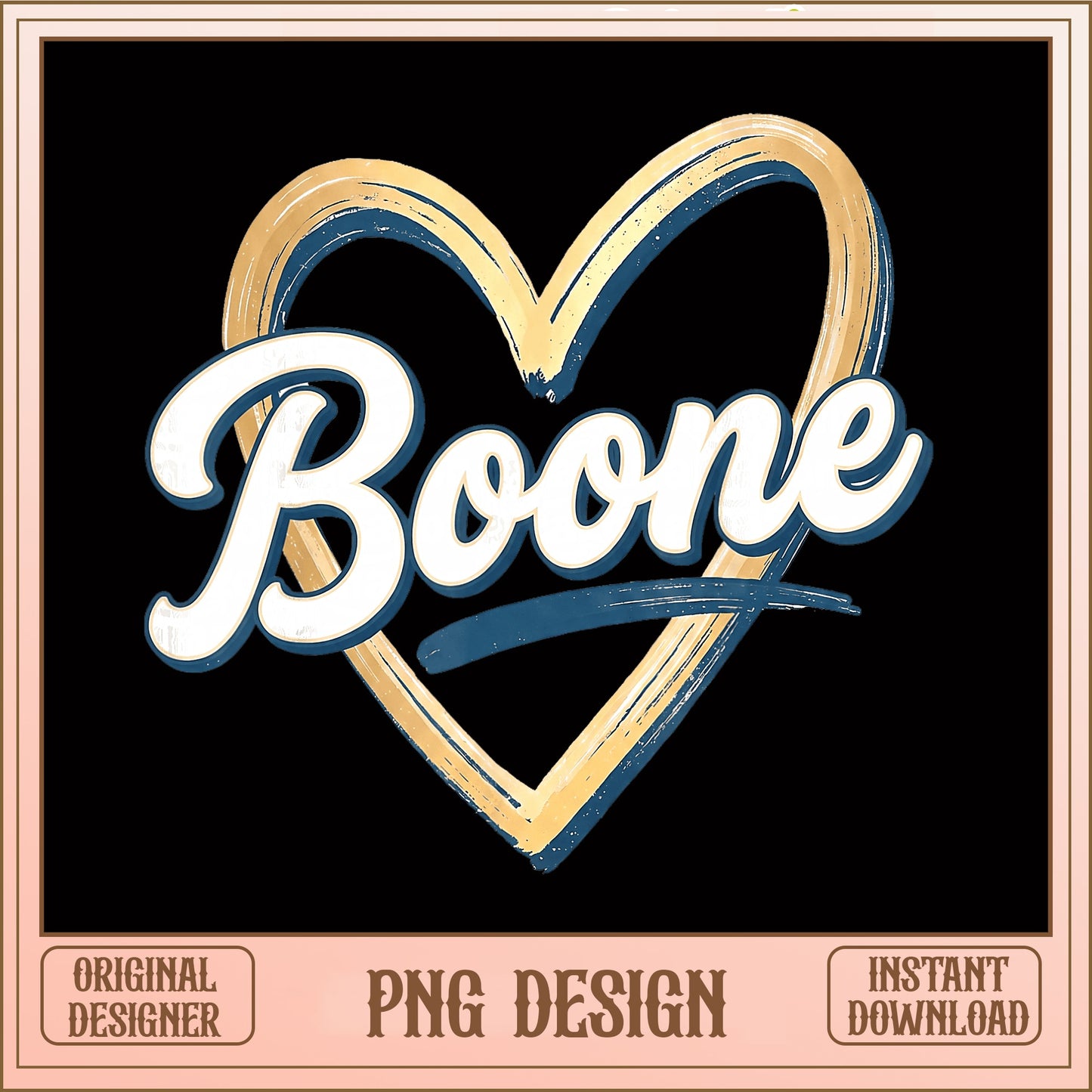 Boone Heart PNG, Retro Love City Design, Sublimation PNG