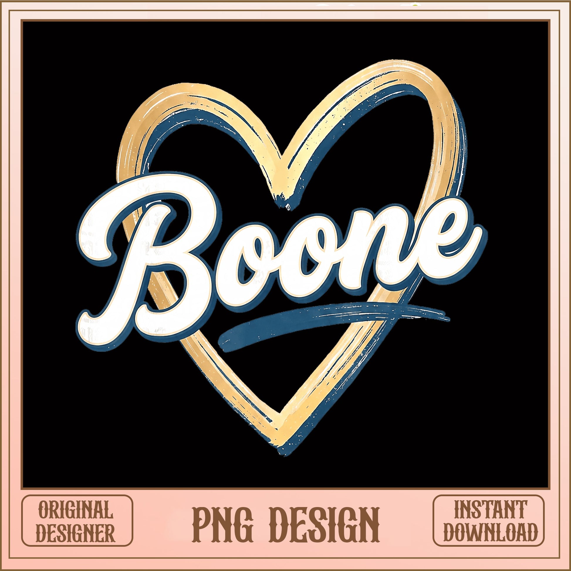 Boone Heart PNG, Retro Love City Design, Sublimation PNG