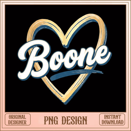 Boone Heart PNG, Retro Love City Design, Sublimation PNG