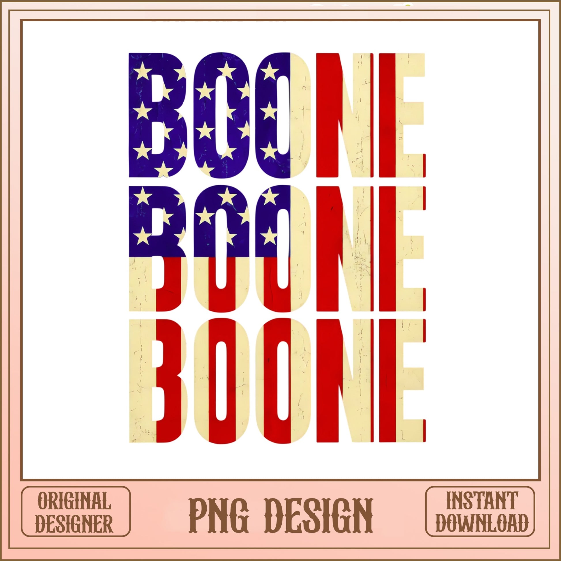 Boone Stacked Vintage USA Flag PNG, Patriotic 4th Of July PNG, American PNG