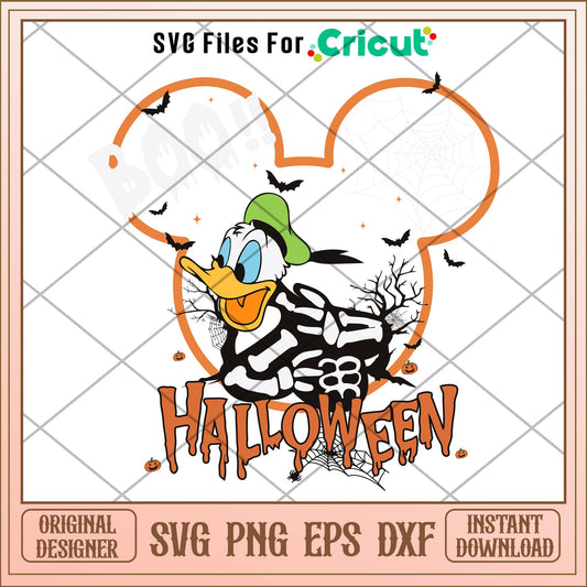 Boo white  Donald Duck Skeleton Halloween svg, Disney characters svg, Digital Download