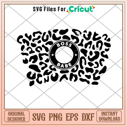 Boss Babe Black Leopard Print Full Wrap, Boss Babe Black Leopard Print Full Wrap Svg
