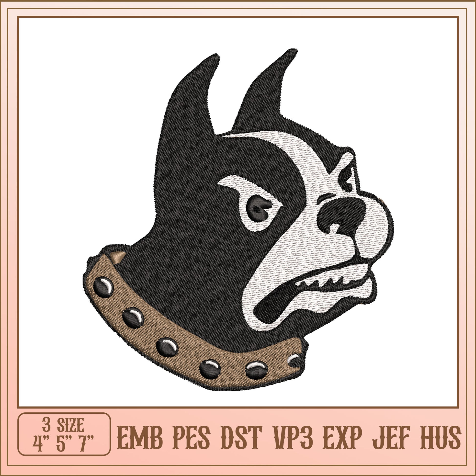 Boston Terrier Embroidery Design