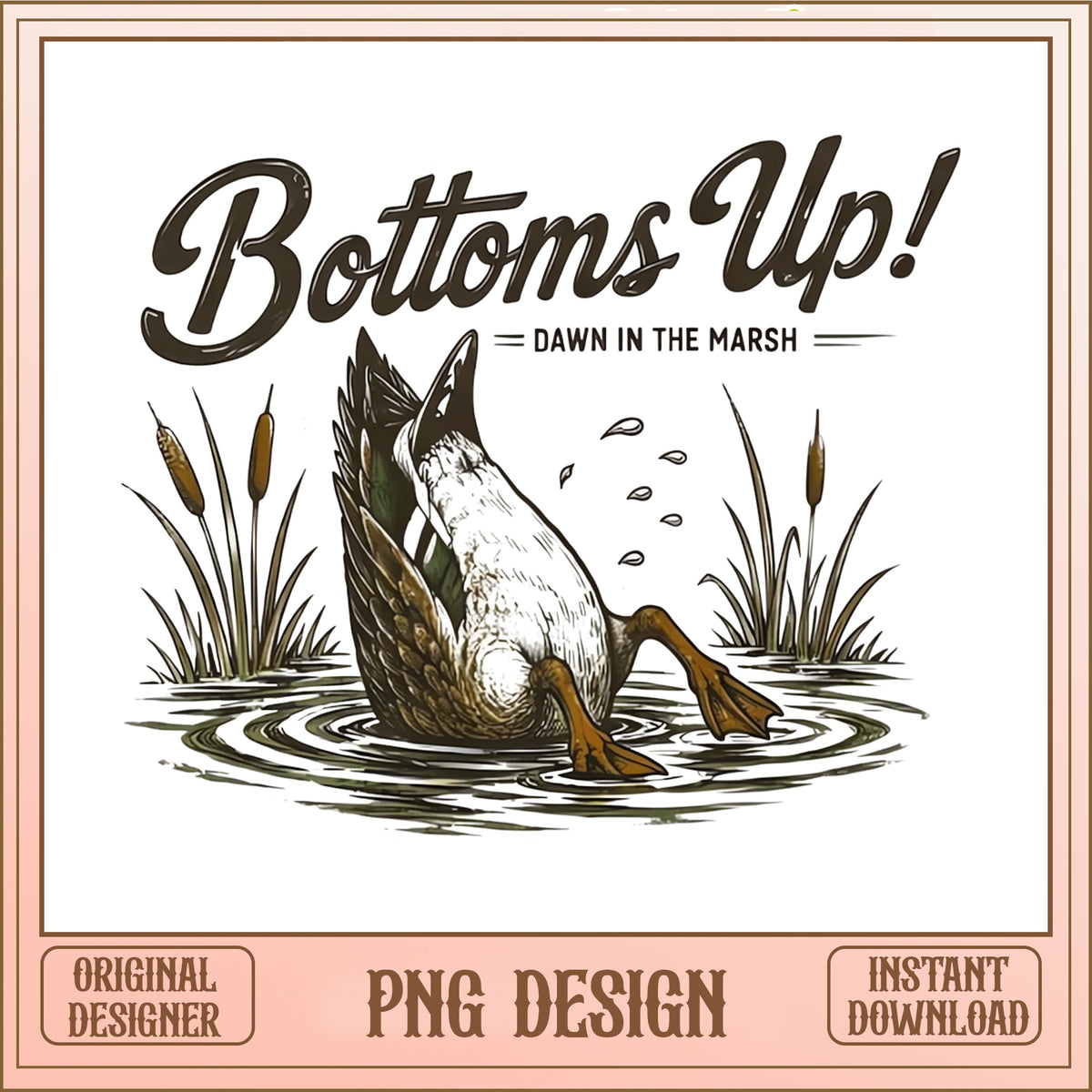 Bottoms Up Duck PNG, Funny Duck Hunting PNG, Marsh Duck PNG