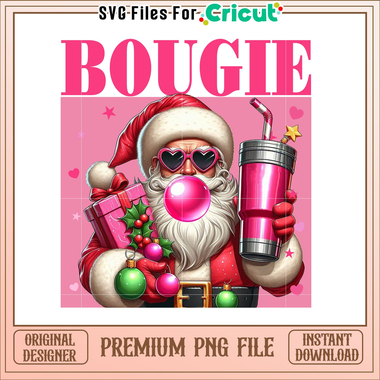 Bougie Santa Art PNG Holiday Festive Gift and Party Decor