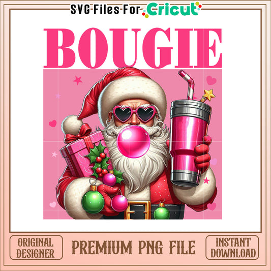 Bougie Santa Art PNG Holiday Festive Gift and Party Decor