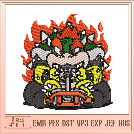 Bowser Kart Embroidery Design - EMB PES DST