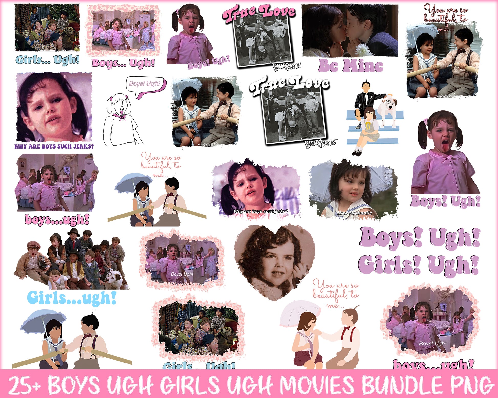 Boys ugh girls ugh bundle png, happy valentines day​​ png