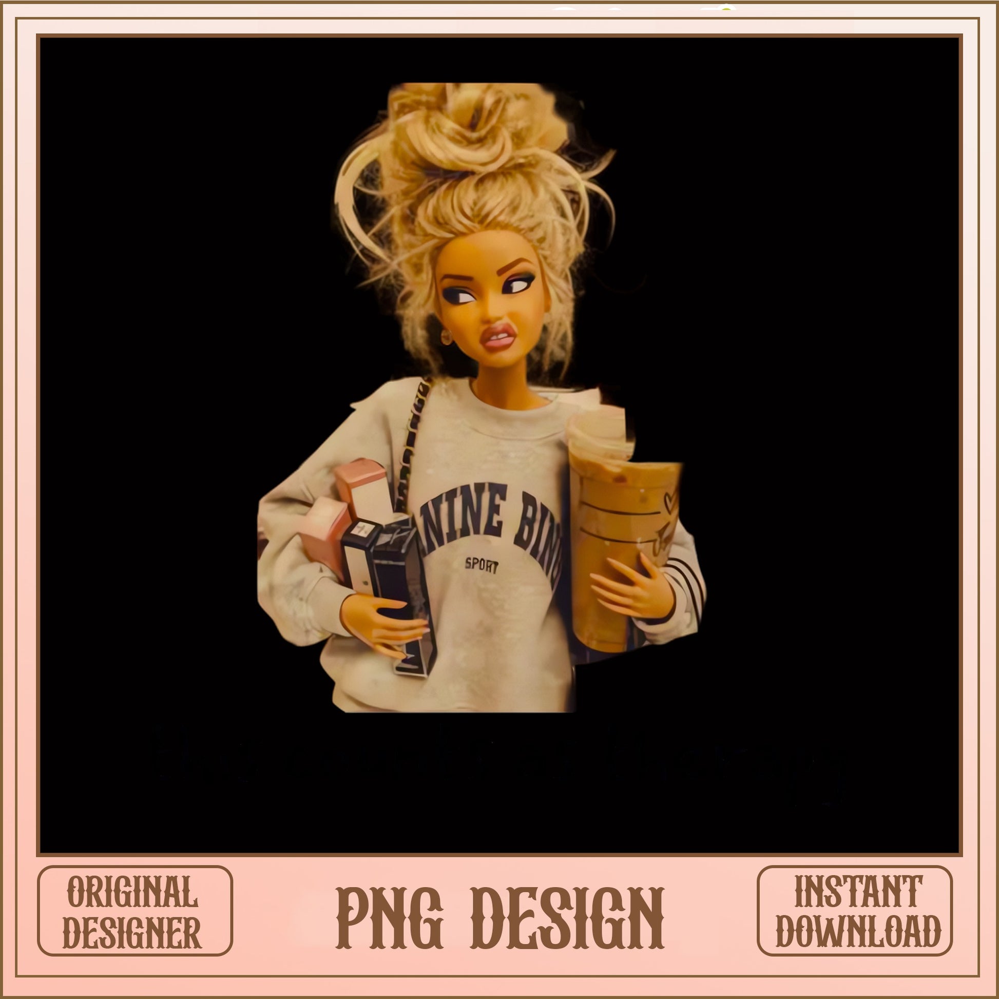 Bratz Doll Shopping Girl PNG, Trendy Doll Clipart PNG, Instant Download PNG