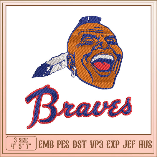 Braves Embroidery Design 4x7 Inch