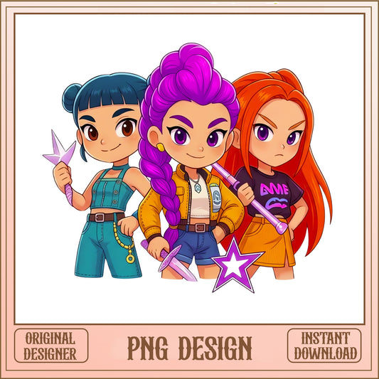 Brawl Stars Chibi Girls PNG, Anime Girl Squad PNG, Gamer Girl PNG