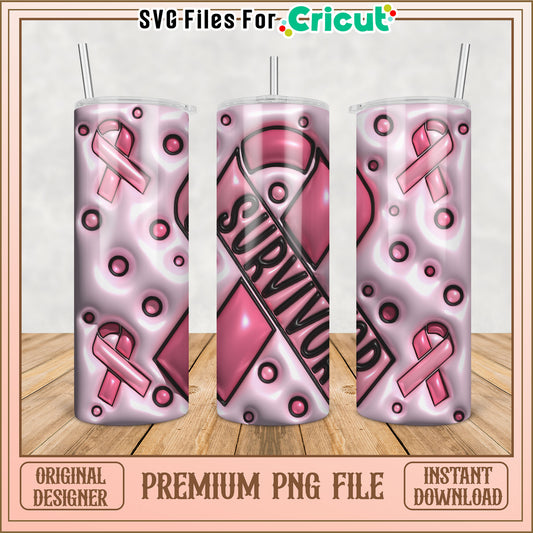 Breast Cancer Awareness Tumbler PNG Design for Cricut Projects