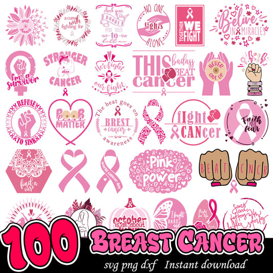 Breast Cancer Bundle svg bundle, Fighting cancer bundle