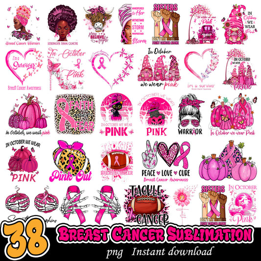 Fighting Breast Cancer Bundle Sublimation,  Breast Cancer png bundle