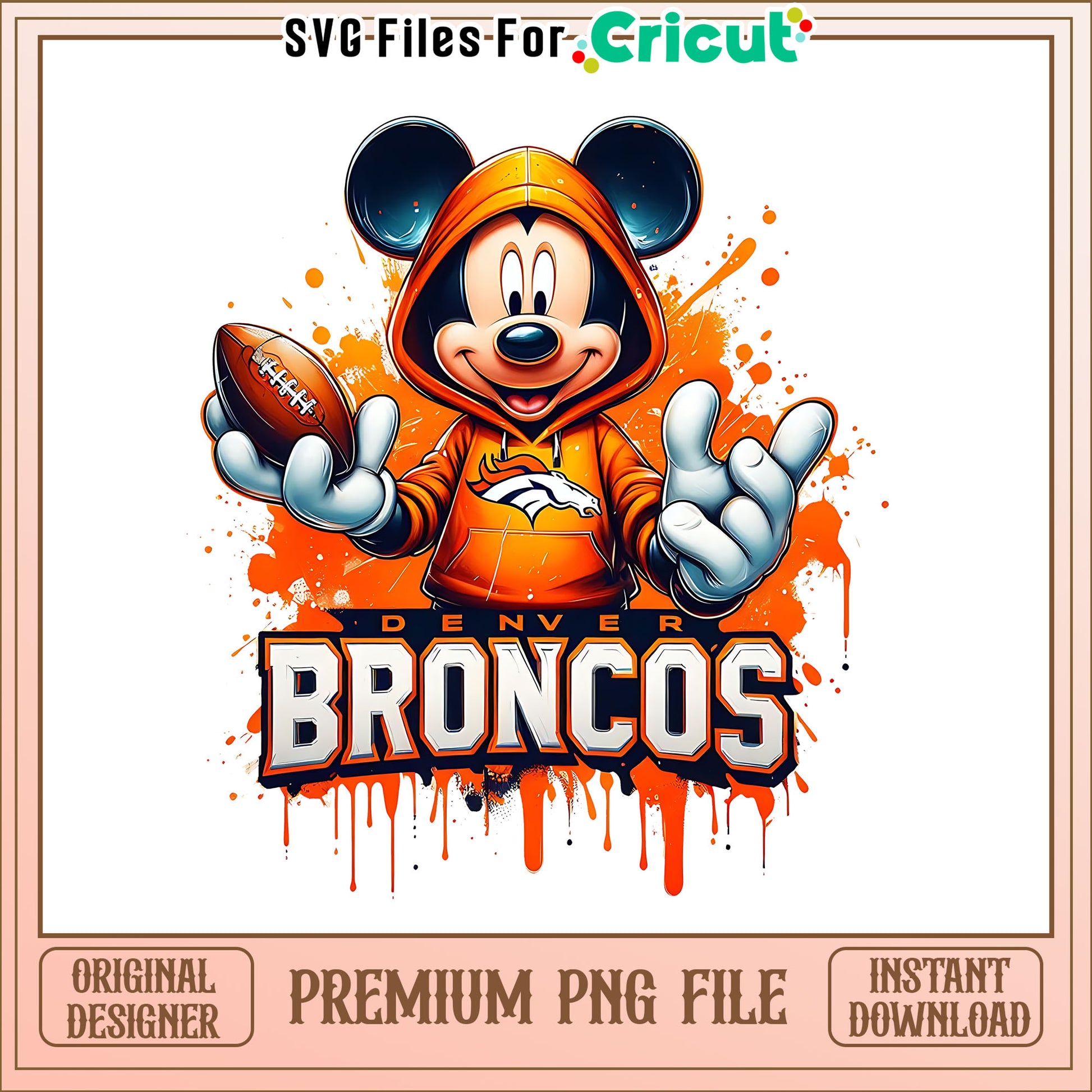 Broncos Mickey rugby ball png, Denver Broncos png, NFL png