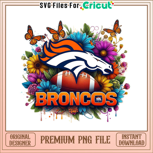 Broncos logo vintage flower png, Denver Broncos png, NFL png
