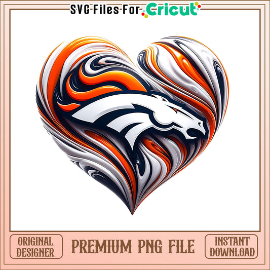 Broncos logo vintage heart png, Denver Broncos png, NFL png