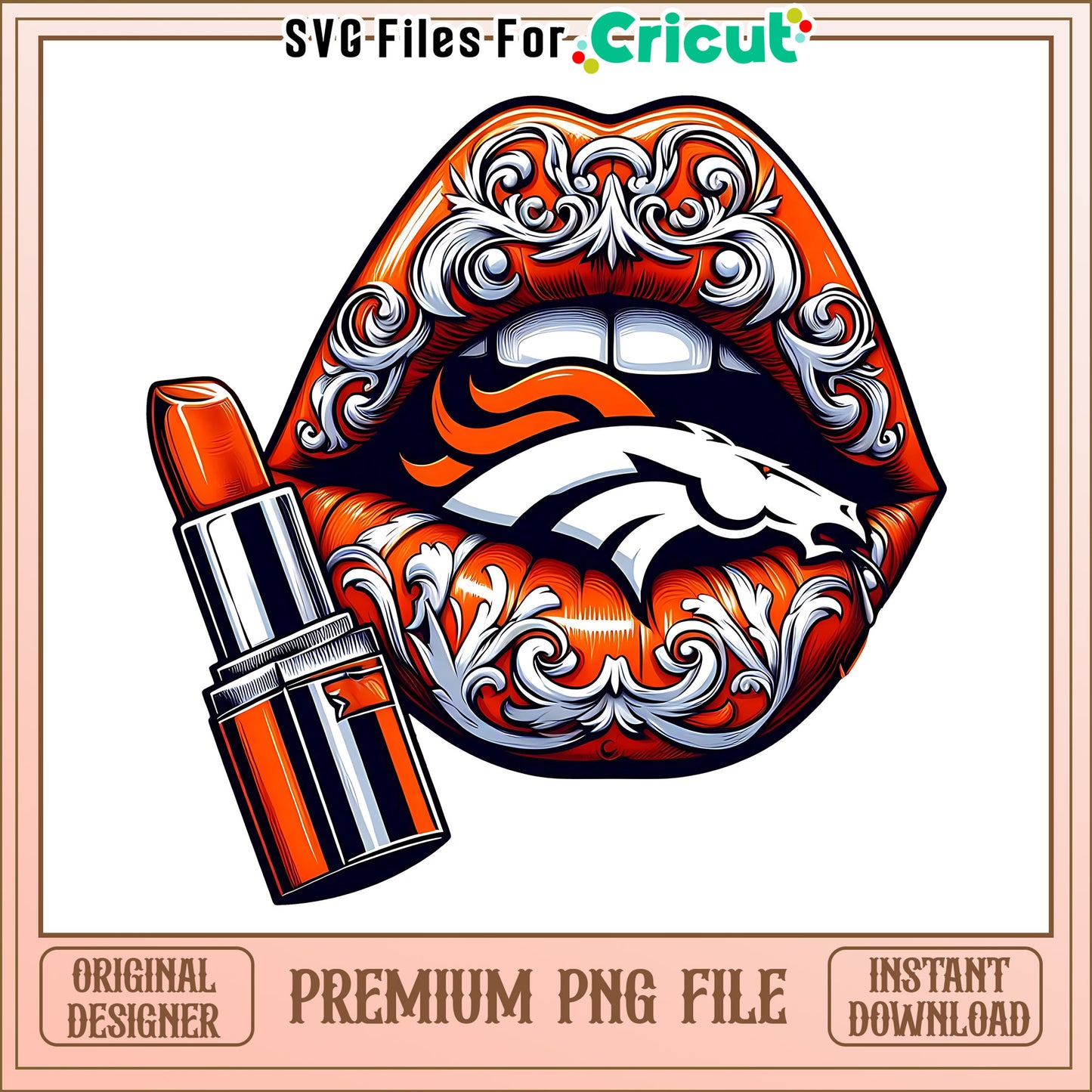 Broncos vintage lips design png, Denver Broncos png, NFL png