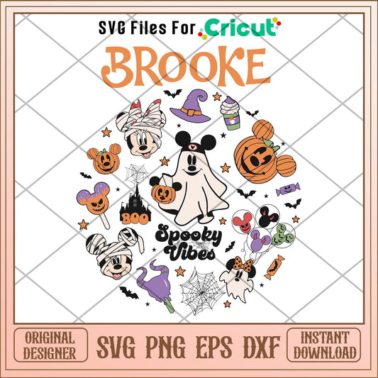Brooke Mouse halloween spooky vibes svg, Disney characters svg, Digital Download