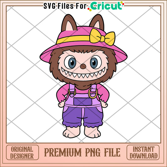 Brown labubu and pink hat png, labubu cartoon png, labubu characters​​ png