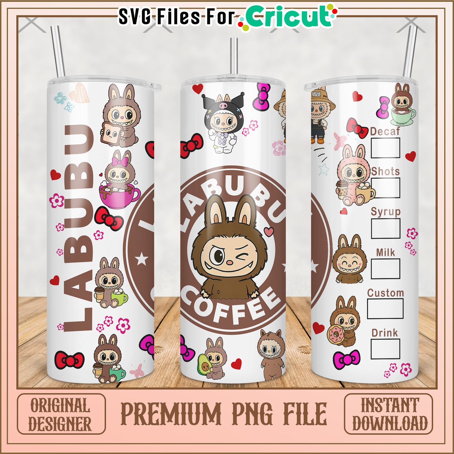 Brown labubu character tumbler png, labubu clothes​ png, labubu clothes​​ png