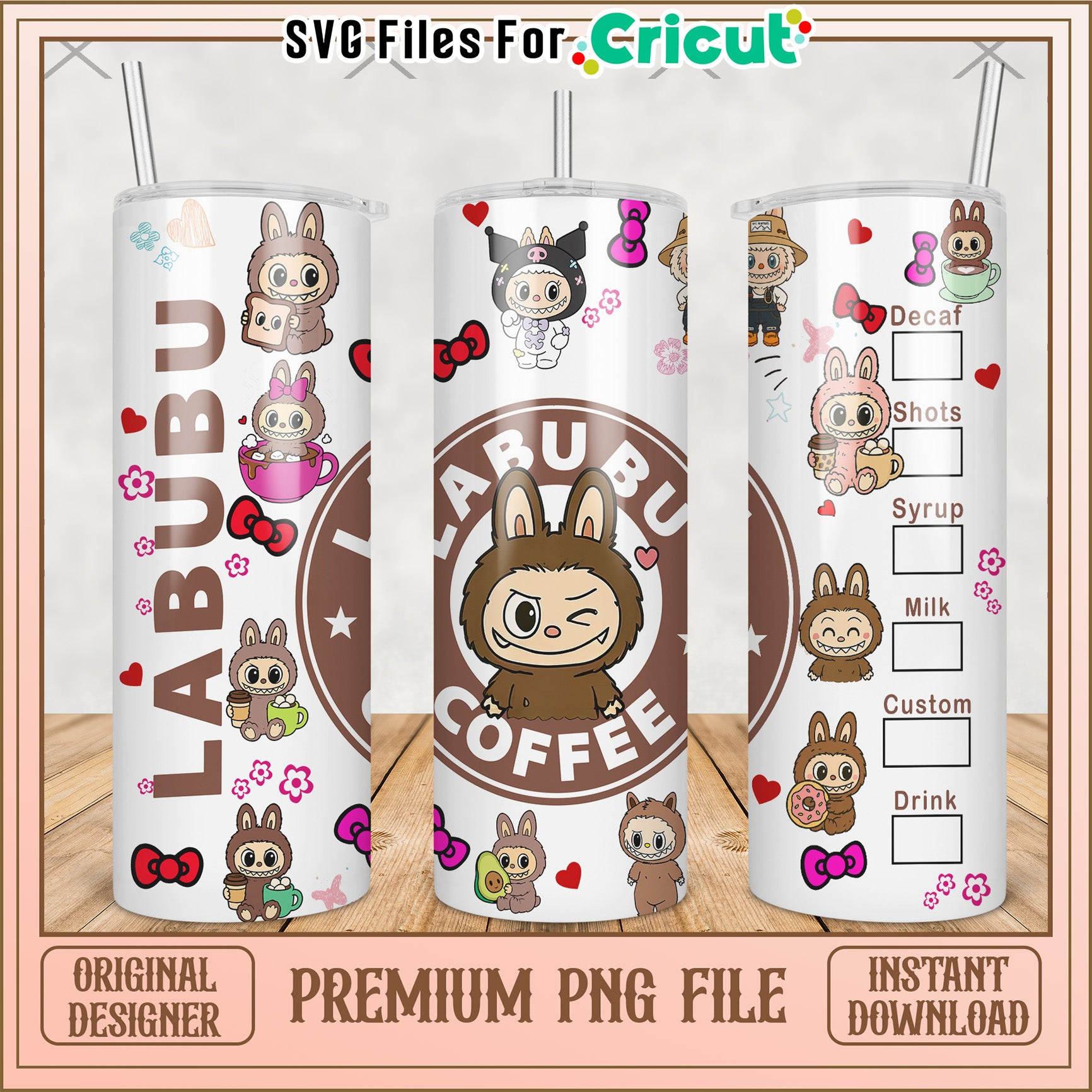 Brown labubu character tumbler png, labubu clothes​ png, labubu clothes​​ png