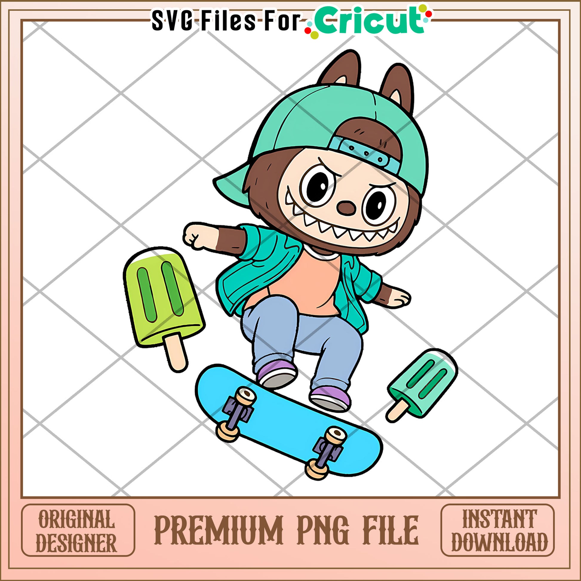Brown labubu skating png, labubu cartoon png, labubu characters​​ png