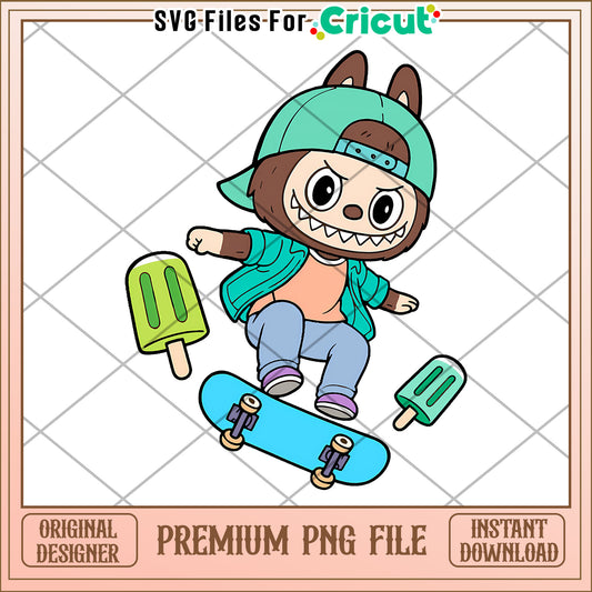 Brown labubu skating png, labubu cartoon png, labubu characters​​ png
