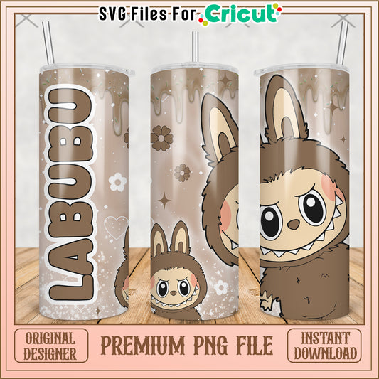 Brown labubu tumbler png, cute labubu png, labubu popmart png