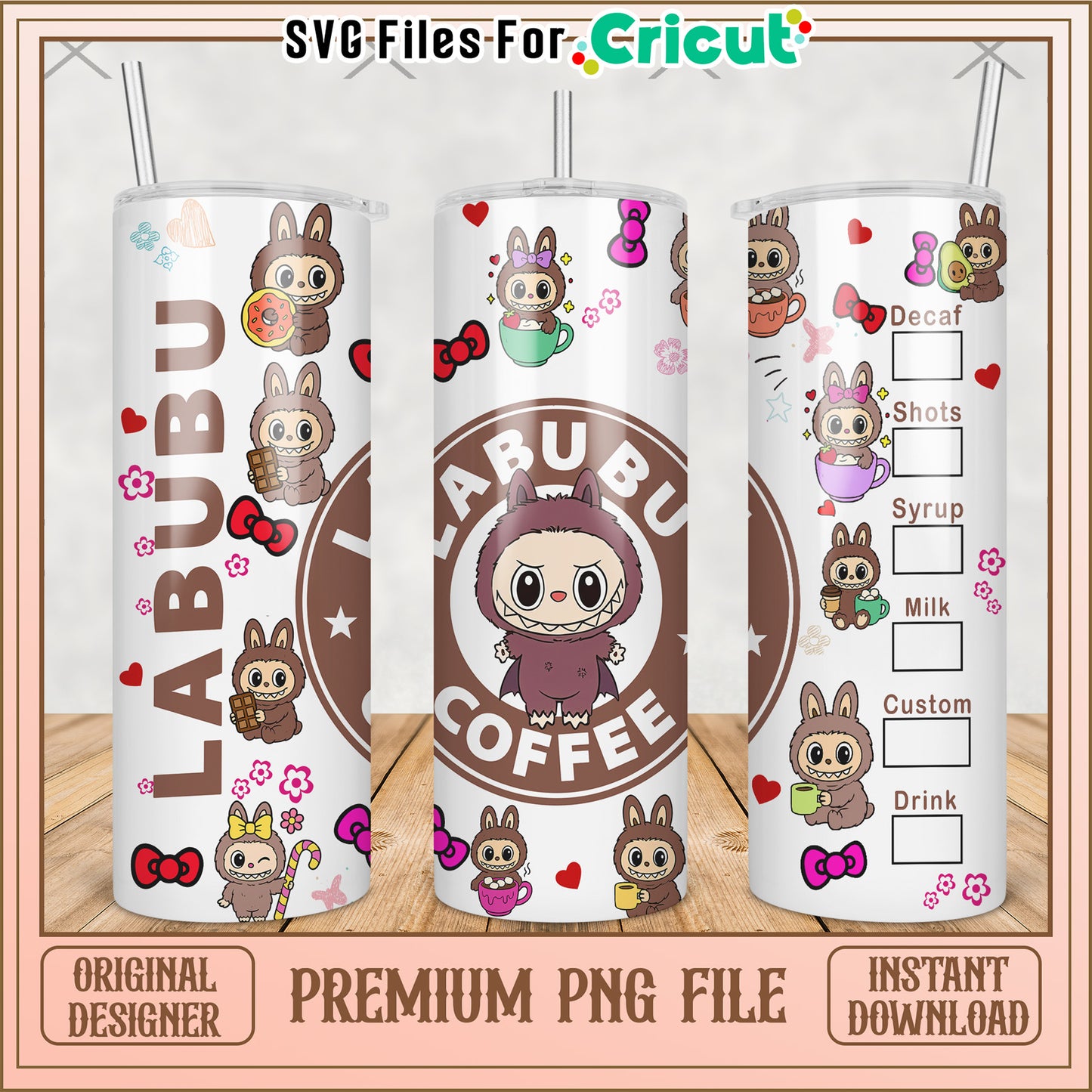 Brown labubu tumbler png, labubu clothes​ png, labubu clothes​​ png