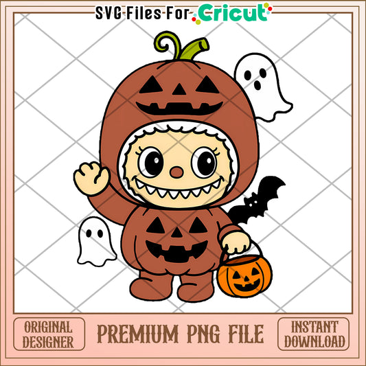 Brown pumpkin labubu png, halloween candy png, pop mart labubu dolls​​ png