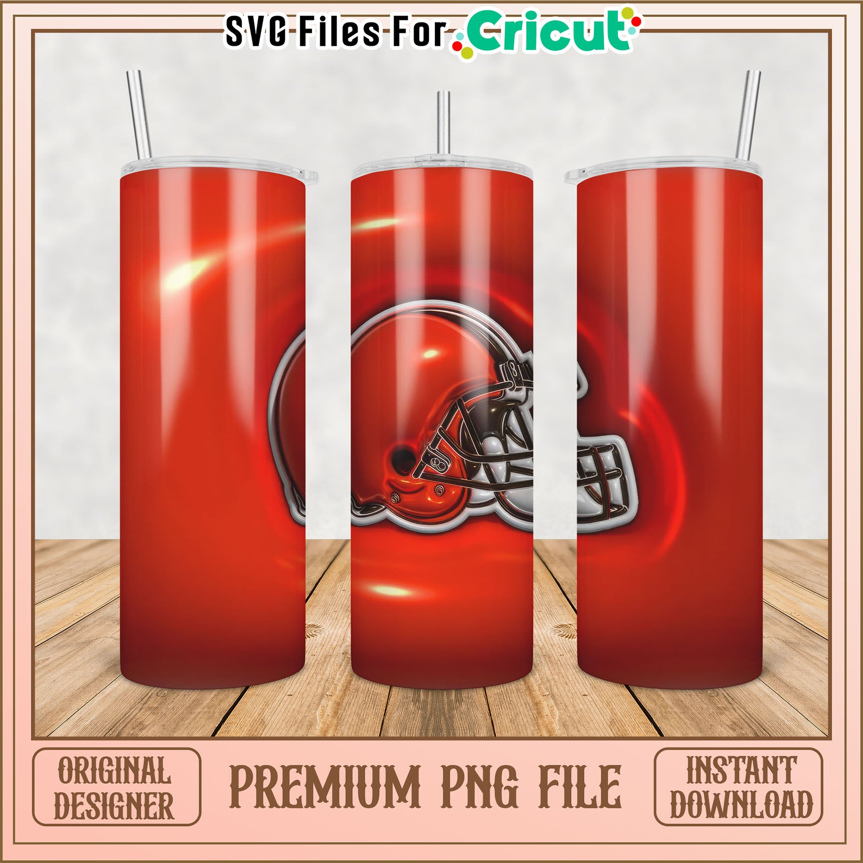 Browns Helmet Tumbler PNG Design - Instant Download