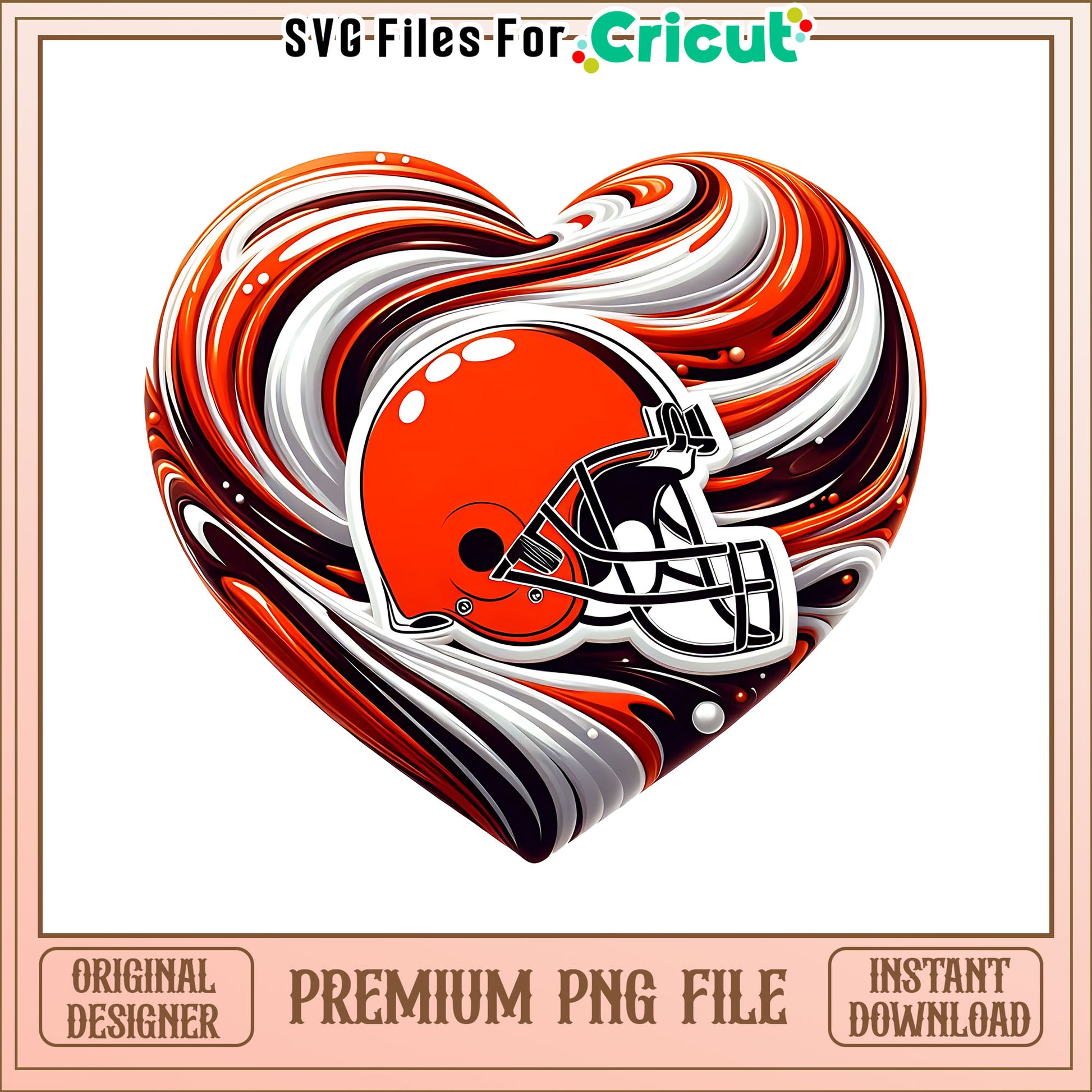 Browns logo vintage heart png, Cleveland Browns png, NFL png