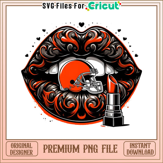 Browns vintage lips design png, Cleveland Browns png, NFL png