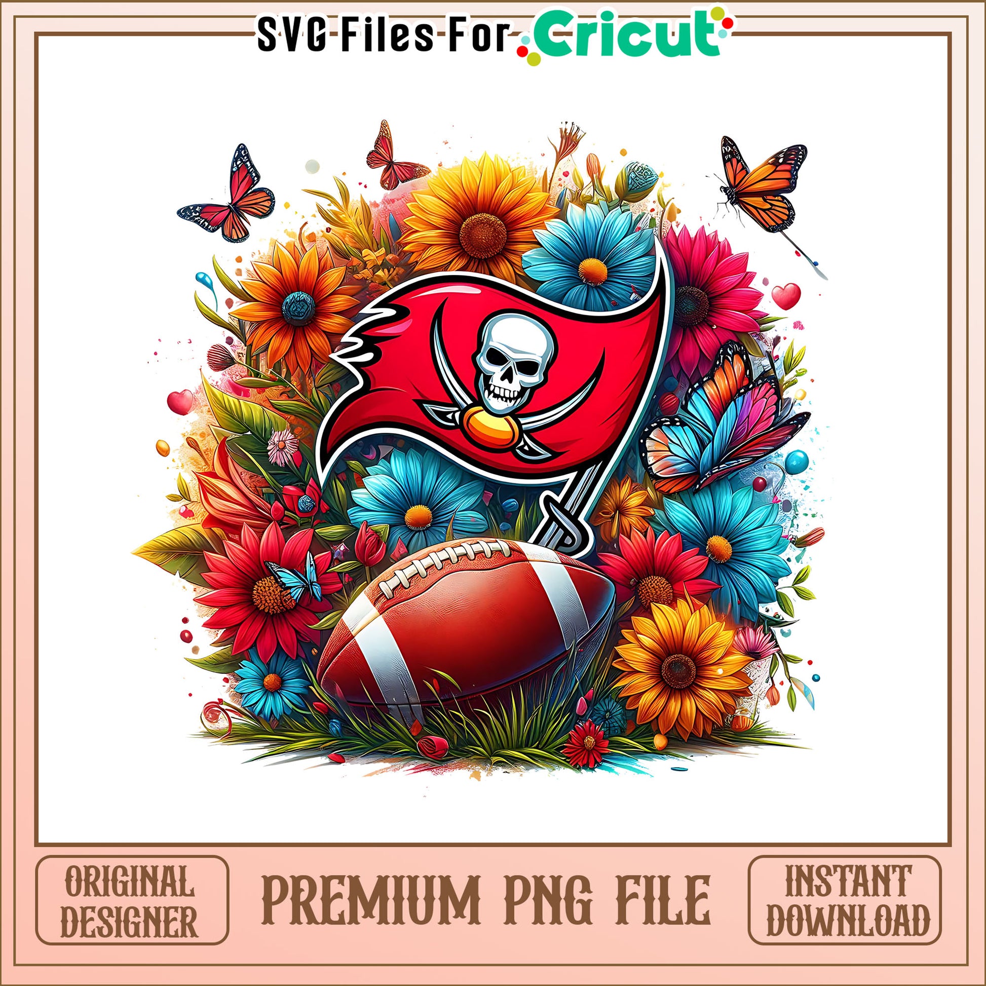 Buccaneers logo vintage flower png, Tampa Bay Buccaneers png, NFL png