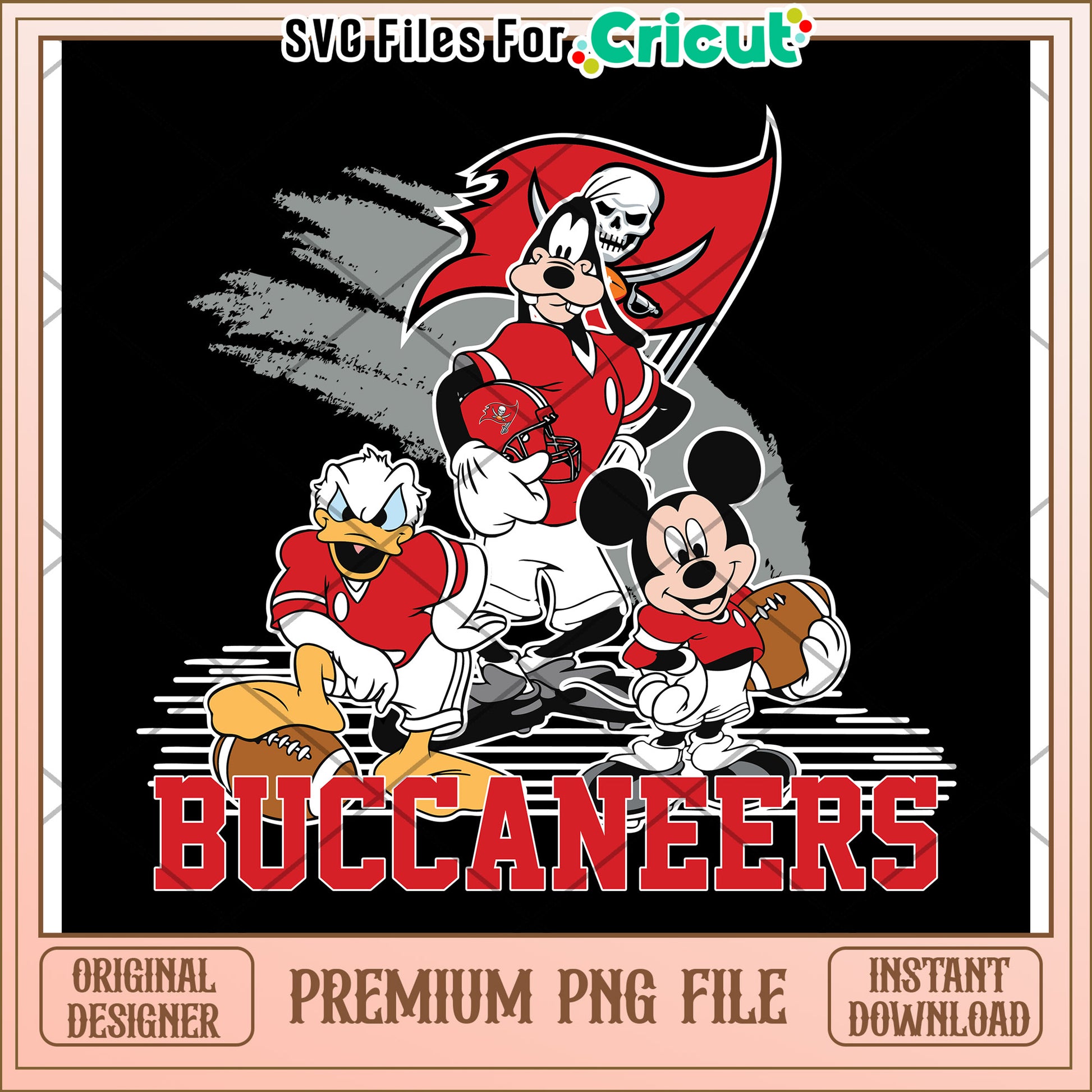 Buccaneers themed PNG file featuring Mickey and friends, perfect for Cricut crafts