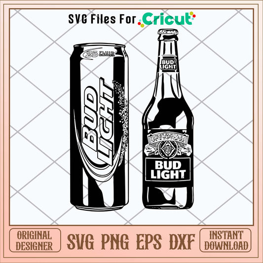 Bud Light Bottle And Can Alcohol Beer Svg-Svgfilesforcricut