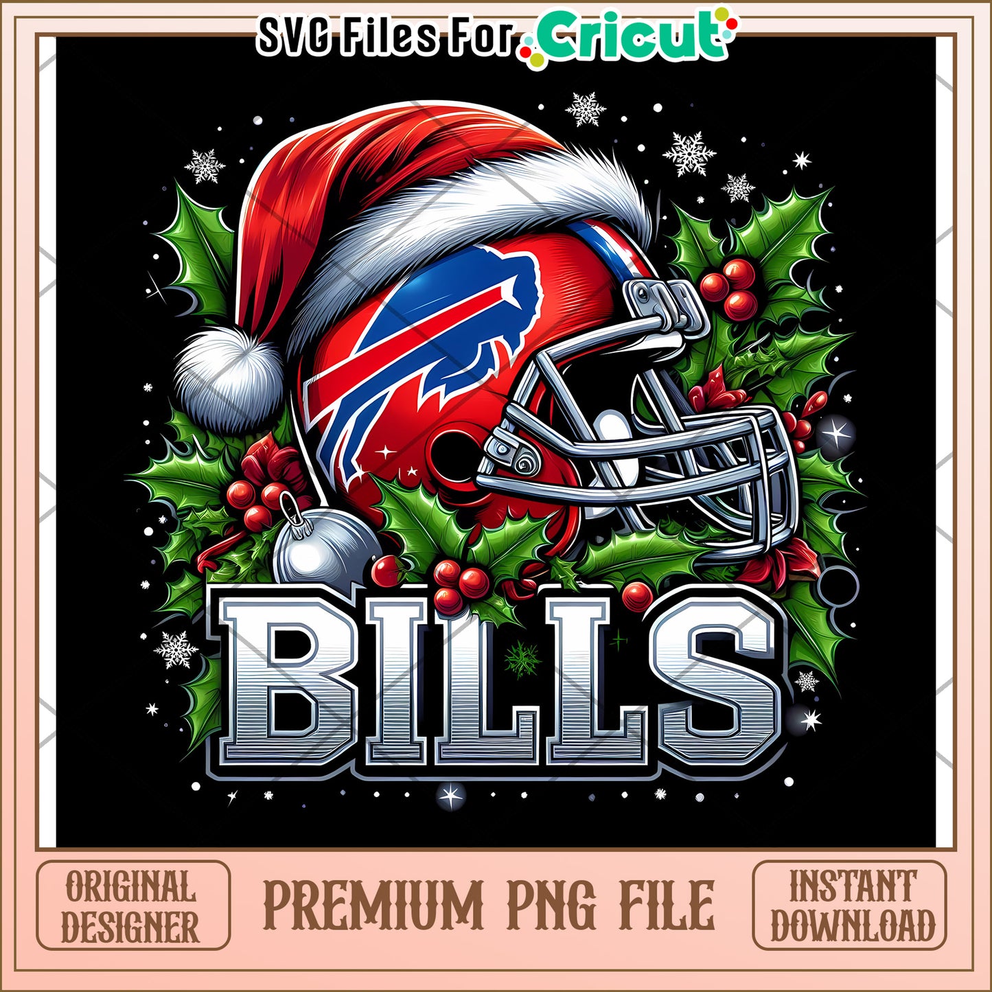 Buffalo Bills Christmas Helmet PNG Design, Perfect for Crafts