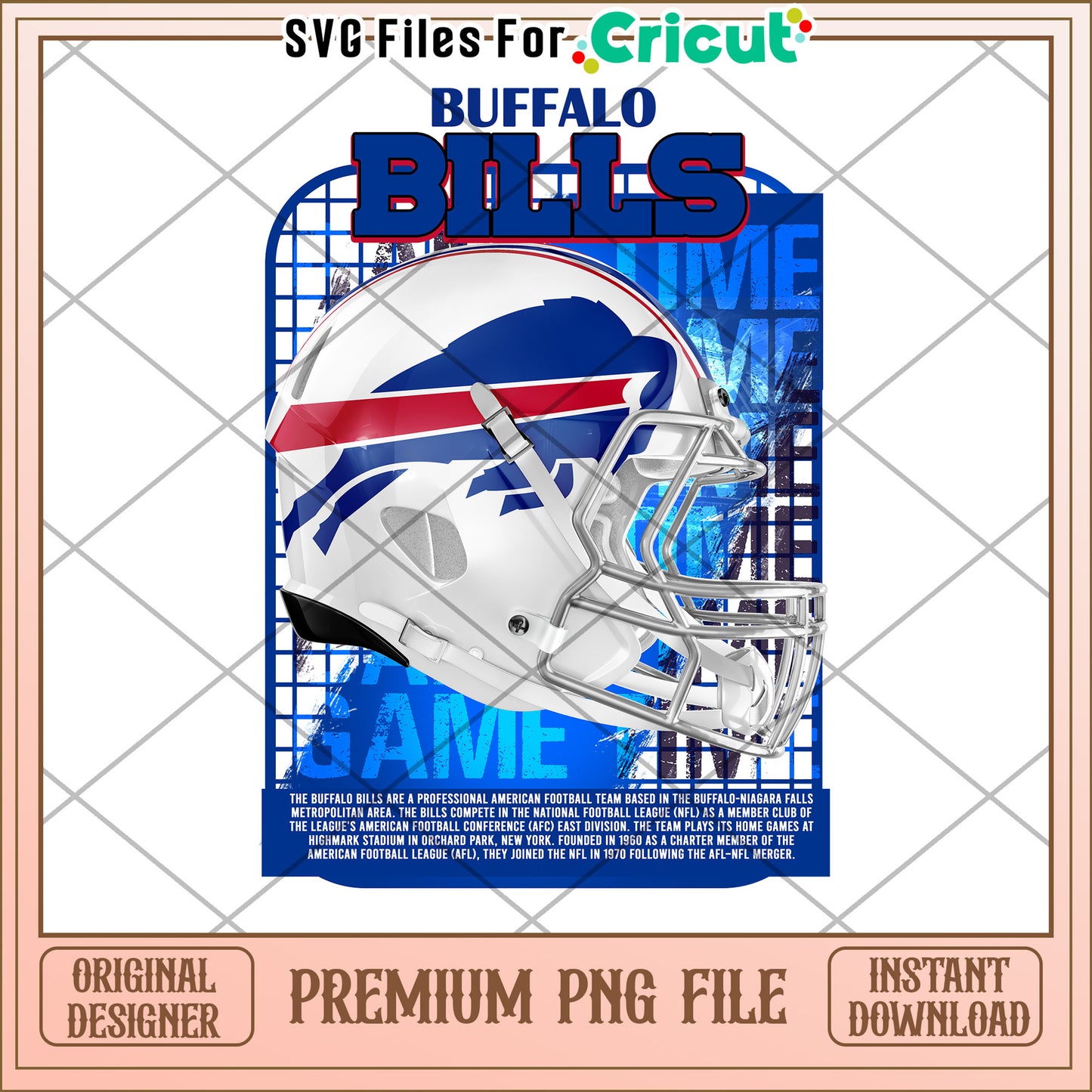 Buffalo Bills Football Helmet PNG File, Instant Download for Fans