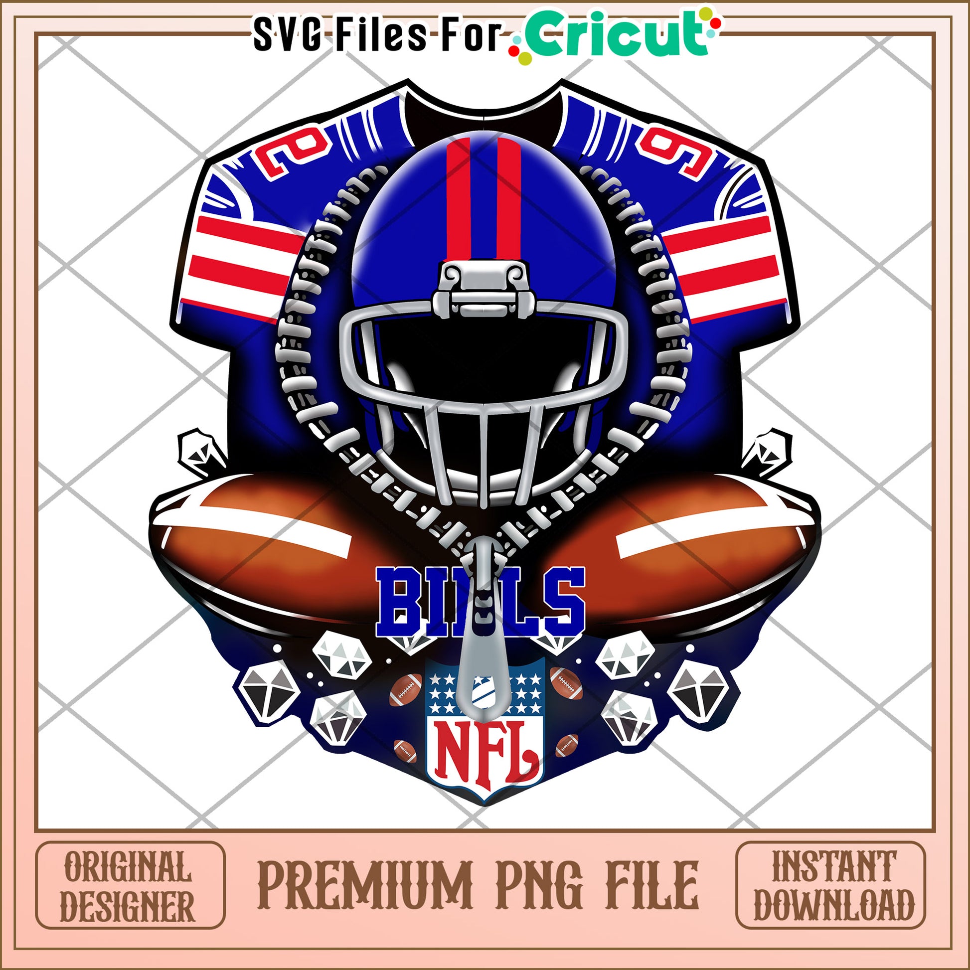 Buffalo Bills Football Helmet PNG for Cricut, Premium Downloadable Art